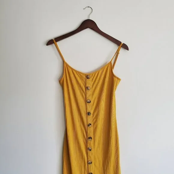 MAGAZINE | Golden mustard yellow button down maxi / midi dress (Size M) - Picture 10 of 10